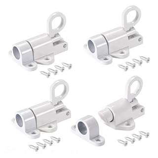 4 PCS Loft Hatch Catch Automatic Spring Latch Lock Aluminium Alloy Door Latch Spring Loaded Bolt Bounce Lock Closing Gate Latches Pull Ring Bolt Suitable for Windows, Wooden & Cabinet Doors (White)