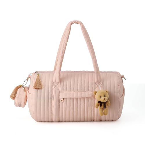 Diaper Bag Tote - Classic Nursing Baby Stroller Bag Crossbody Bags Quilted Diaper Bag for Mom Outdoor Travel - Baby Shower Gifts (Pink)