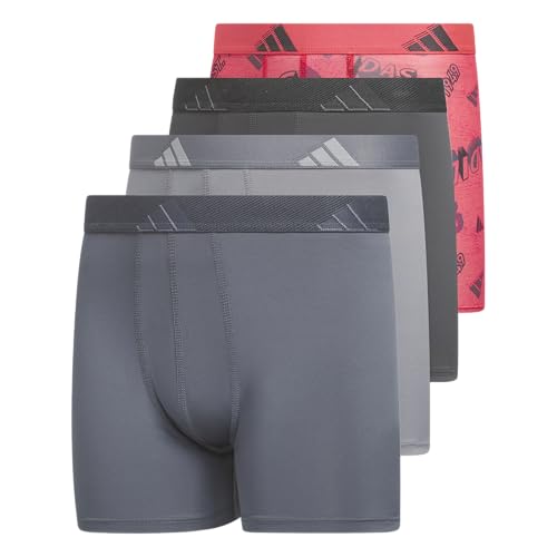 Image of adidas youth Performance Microfiber Boxer Briefs (4-pack Or 3-pack) Kids Graphic Underwear
