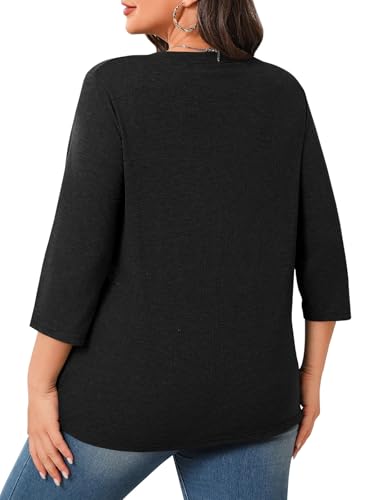Beautife Plus Size Tops for Womens 3/4 Sleeve Casual T Shirts Loose Fit Tunic Blouse4