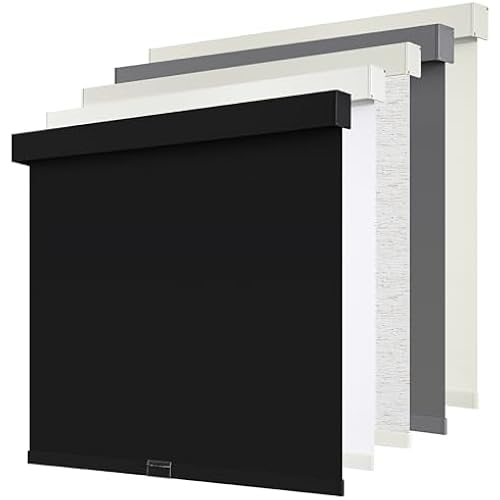 SUNOFF Cordless Blackout Roller Shades Blinds for Windows,26"W x 72"H,Black
