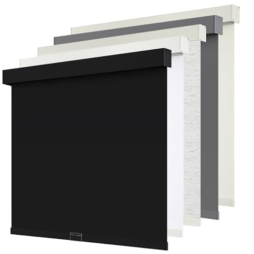 SUNOFF Cordless Blackout Roller Shades Blinds for Windows Free-Stop,Pull Down Room Darkening with Valance,Thermal Insulated Woven Fabric Window Door Blinds for Home,Office,Black 43" W x 72" L by sunoff - Used condition - US$40.55