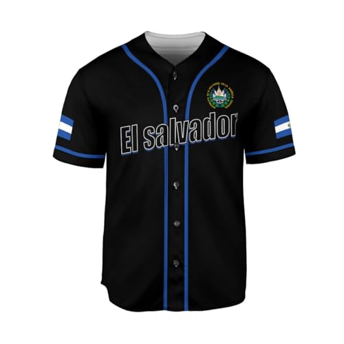 MonkeyVan Custom El Salvador Baseball Jersey Shirt Personalized Name Salvadorian Salvadoran Flag Shirts Salvadoreña Pride for Men Women ELS42 miniatura 2