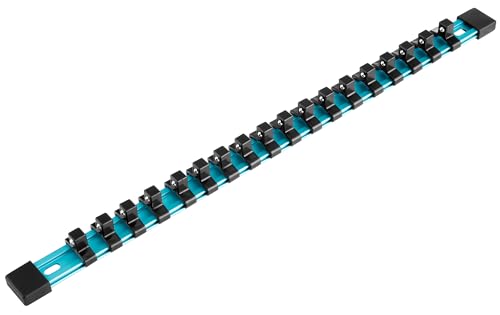 DURATECH Socket Organizer 3/8-Inch Aluminum Alloy Socket Holder Heavy Duty Socket Rail Hold 18 Sockets