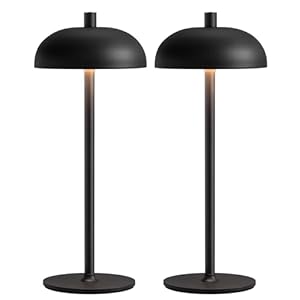 Cordless LED Table Lamp Set of 2, Modern Portable Desk Lamp, 3 Color Stepless Dimming Built-in Rechargeable Battery Lights, for Bedroom, Patio, Outdoor, Restaurant, Bedside Night Lamp(Black)