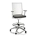 Produktbild hjh OFFICE 657667 Arbeitsstuhl Aspen Work W Stoff Weiß/Grau ergonomischer Counterstuhl mit Ring-Fußstütze, Netzrücken
