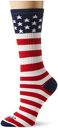 Sock Guy Unisex USA Flag Crew Sock, Adult, White image 4