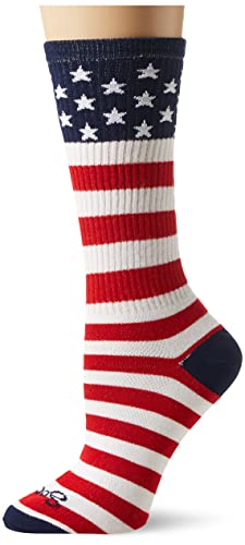 Sock Guy Unisex USA Flag Crew Sock, Adult, White