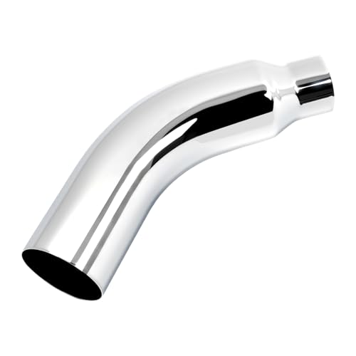 4 Inch Chrome Plated Diesel Exhaust Elbow Tip,4'' Inlet 6'' Outlet Side Exit Exhaust Tip, 23'' Length Turndown Exhaust Pipe