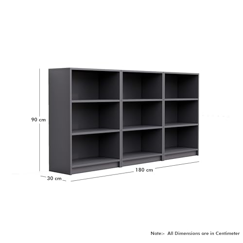 Image of Bniture Engineered Wood Bookshelf for Home | Multipurpose Wooden Book Shelf for Study Room, Home Decor Storage Rack, Showcase Organizer for Living Room, Bedroom, Office | Slate Grey