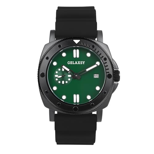 Montre à quartz pour homme bracelet caoutchouc et dateur 44 mm