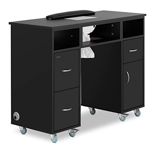 Physa Phy-MT-8 Nageltisch 1.200 x 420 x 800 mm Schwarz - mit Staubabsaugung und Handablage Maniküretisch Nagelstudio…