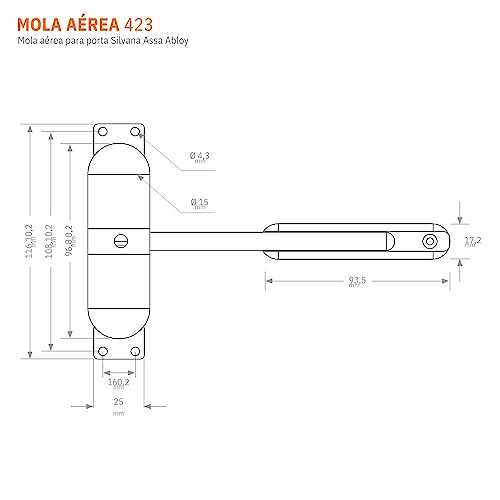 Mola Aérea 423 Para Porta Até 45 kg Prata - Silvana