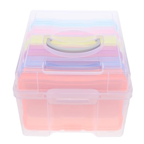 Kisangel Photo Storage Box with Colorful Handles Small Objects Organizer Container for Electronic Components Seeds Fasteners Plastic Cases to Keep Pictures Cards and Accessories Neat and