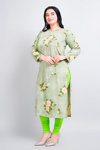 Image of Women Modal Cotton Kurti | Frill On Boat Neck, Print Highlighted with zari and Pearl Work | Straight Kurti | Boat Neck |Three Fourth Designer Sleeves