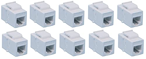 RiteAV RJ11-12 Phone White Keystone Jack Coupler Female to Female (10 Pack)