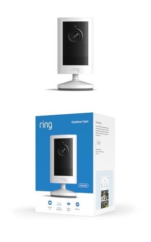 Image of Ring Outdoor Cam, Battery (newest model), Home or business security, Wide-Angle Retinal 2K Video, 6x Enhanced Zoom, Night Vision for true color in low light, White