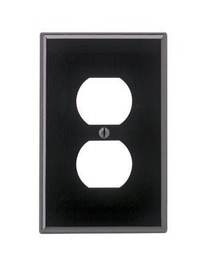 Plaque murale Duplex Leviton nylon thermoplastique noir cache prise incassable