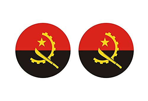 2X Autocollant Sticker Rond cocarde Drapeau Angola angolais