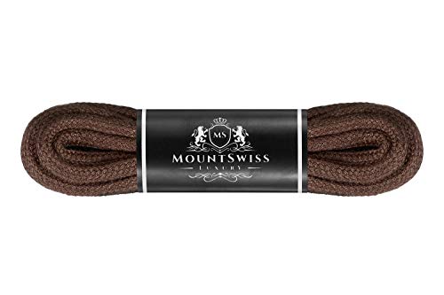 Mount Swiss Luxury veters rond ø 3-4 mm I 1 paar scheurvaste premium schoenveters van 100% katoen ideaal voor sneakers, sportschoenen, vrijetijdsschoenen, leren schoenen, kleur: bruin, lengte 130 cm