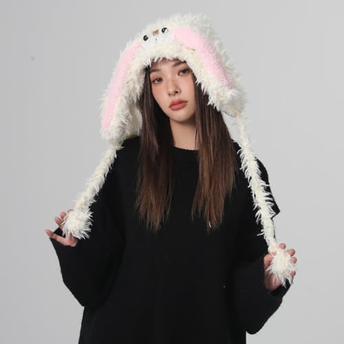 Bonnet pelucheux à longues oreilles de lapin pour vos sorties
