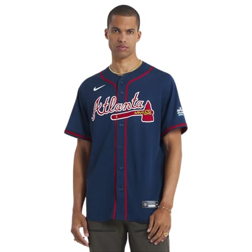 Nike Mens MLB Atlanta Braves Austin Riley Speedway Classic Alternate Limited Player Jersey (US Alpha Medium Regular Regular) Navy