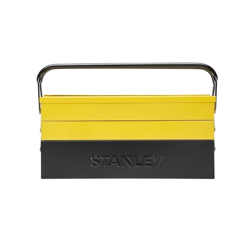 STANLEY 1-94-738 18'' 460 mm Cantilever Tool Box with 5 Trays & Double Handles for Easy & Convenient Storage, 1 Year Warranty, YELLOW & BLACK