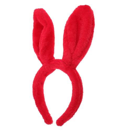 BIUDECO Diadema Orejas de Conejo Rojas de Felpa Agradable para Niña y Mujer, Accesorio de Disfraz para Fiestas de Pascua y Cosplay, Diadema Cómoda y Ajustable para Celebraciones Festivas