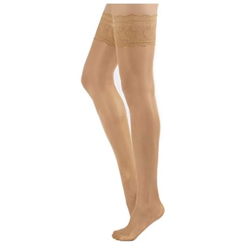 CALZITALY Woman Stockings, Sheer Hold Ups, Plus-Size Hold Ups | Black, Skin, Natural Tan | S, M, L, XL, XXL, 3XL, 4XL | 20 DEN | Made in Italy (3XL, Natural Tan) Cover