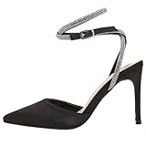 Style de port : Boucle Onsoyours Sandales de Femmes à Talons Hauts à Boucle Pointue et à Strass High Heels Parties Mariage Chaussures Escarpins à Talon Pointu avec Rivets D Noir 36 EU