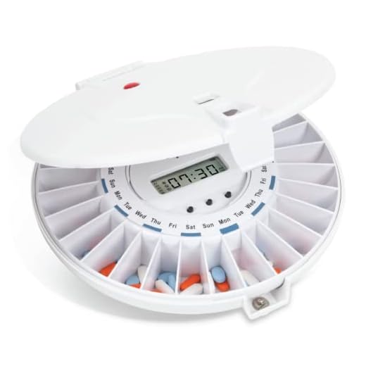 Med-E-Lert Premium Locking Automatic Pill Dispenser with Solid White Lid, 28 Slot Electronic Medication Organizer