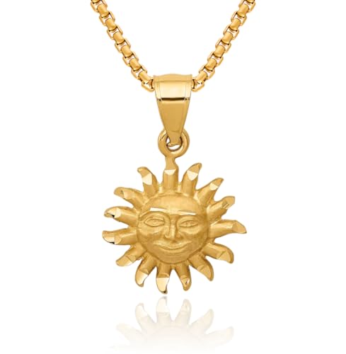 IceCarats 14K Solid Yellow Gold Sun Necklace Sunshine Pendant Sunburst Charm Celestial Jewelry