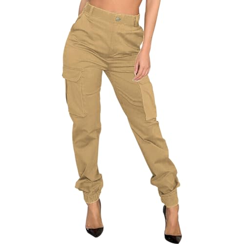 LONGBIDA Women's Cargo Hiking Pants High Waist Casual Lightweight Sweatpants Joggers Pant with 6 Pockets