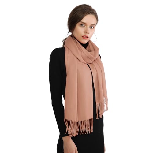 RIIQIICHY Women's Scarf Pashmina Shawls and Wraps for Evening Dress Bridesmaid Wedding Bridal Winter Warm Long Large Scarves Dull Peach