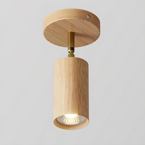 Adjustable LED Spotlights with Wooden Base - Modern Ceiling Light Fixture for Hallway, Kitchen, Gallery Art Display & Track Style Directional Accent Lighting
