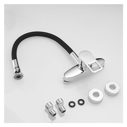 Grifo de cocina doble orificio de pared con rociador giratorio 360 B1 7