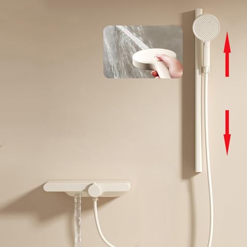 Robinet de bain mural blanc avec pomme de douche design LWX - 3