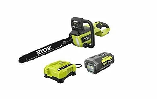 RYOBI 40V HP Brushless 18 in. Cordless Battery Chainsaw Bar & Chain 5.0 Ah Battery, & Charger (Renewed)