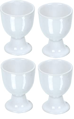 Hueveras de cerámica estables que evitan derrames, juego de 4 unidades blancas 2