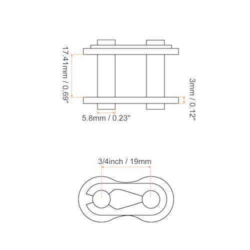 QUARKZMAN 5Stk #60H/DIN/ISO 12AH Kettenverbindungsglied Rollen 3/4 Teilung Kohlenstoffstahl Standard Verbindungs-Splitglieder