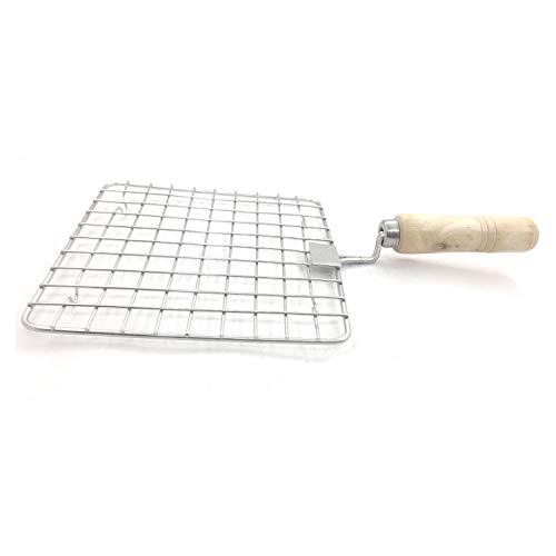 Papad jali Roasting Net Wire Roaster Stainless Steel Wire Roasting Rack Papad Jali with Wooden Handle Roti Jali Roasting Net Roast Grill Chapati Jali