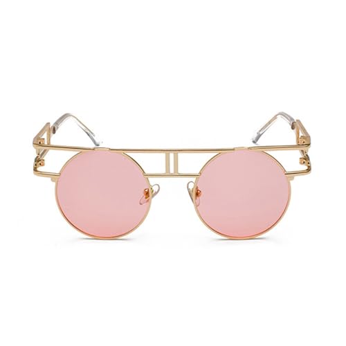 Lunettes de soleil UV400 avec grandes montures miroir rose pour une protection style steampunk