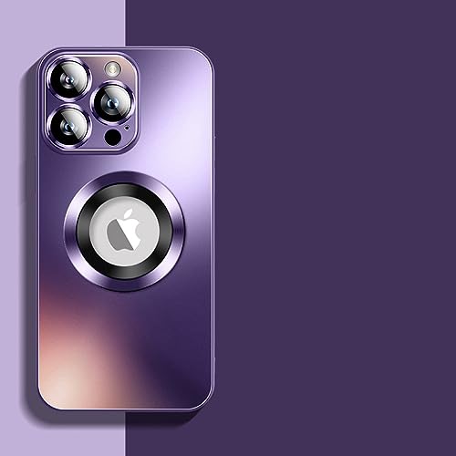 Coque iPhone 13 violette avec protection d'objectif en verre mat et charge sans fil Magsafe