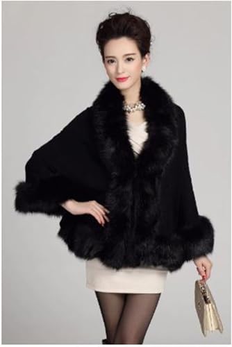 Coat Cape Faux Fur Ruana blanket Caplet Wrap Shrug Sweater Poncho dress shawl (Black Wool blend cape)2