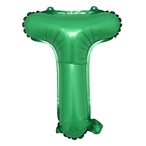 16 inch Green Alphabet Letter and Number Balloons Set Package, Aluminum Hanging Foil Film Banner Mylar Balloon for Birthday Party Decoration Custom Word (A-Z, 0-9) (16 inch Green T)