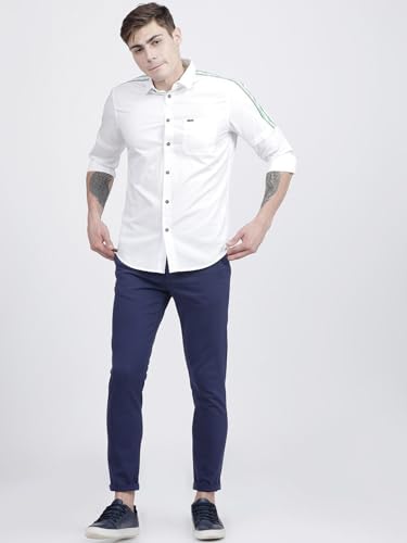 Image of The Indian Garage Co Men Slim Fit Solid Mid-Rise Stretchable Chinos