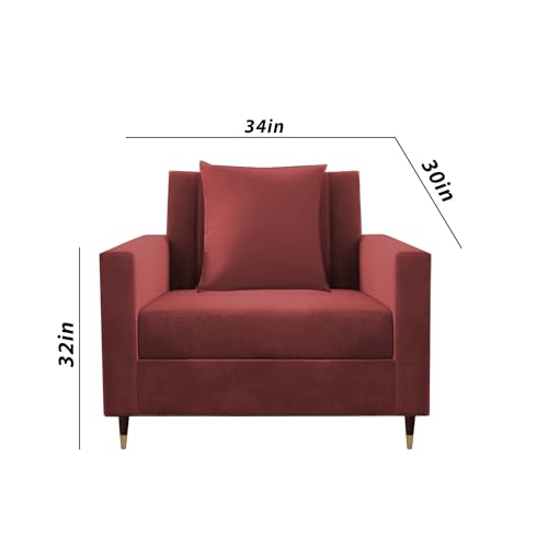 Image of Casaliving Garcia 1 Seater Sofa Set for Living Room (Maroon Colour) Premium Fabric Sofa