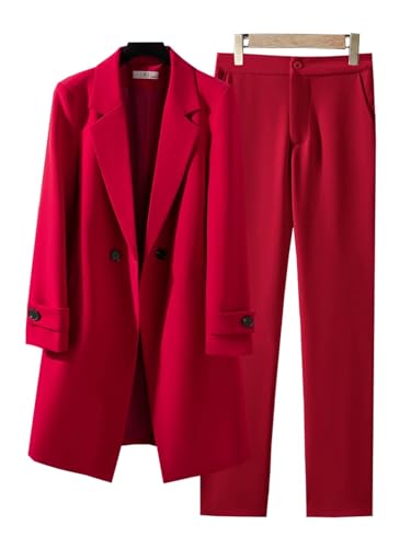 Business Work Wear Pant Suit for Women Long Blazer Overcoat Set Female Office Ladies Jacket and Trouser 2 Pieces3