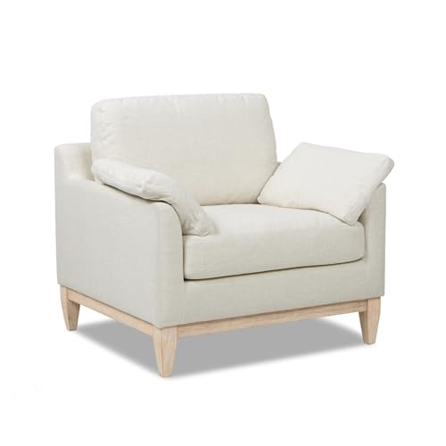 Sillón moderno de lino blanco lavado miniatura 4