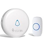 VEGATON Wireless Doorbell kits with IP55 Waterproof Level, 500ft Range, 5 Volume Levels with 32 Doorbell Chimes Color LED Flash, White